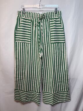 Sewn + Seen Women's Cotton Blend Wide Leg Crop Pants, Size Large - NEW!